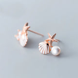 MloveAcc 925 Silver Starfish Shell Stud Earrings for Women