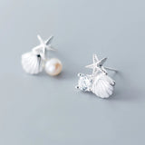 MloveAcc 925 Silver Starfish Shell Stud Earrings for Women