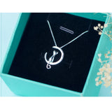 925 Silver Cat Moon Necklace Meditation Women Jewelry Gift