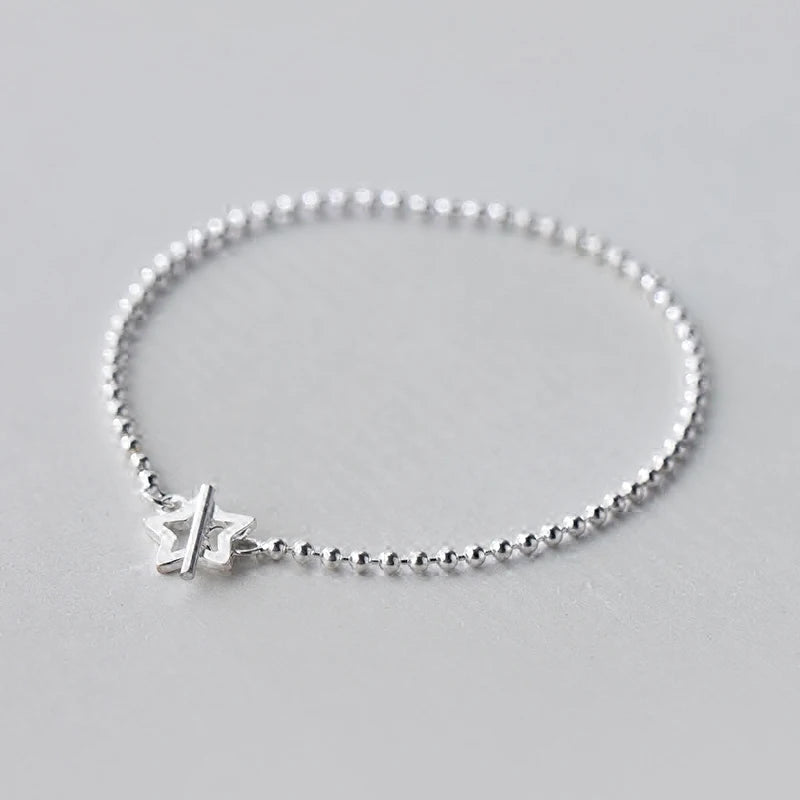 925 Silver Star Charm Bracelet Women