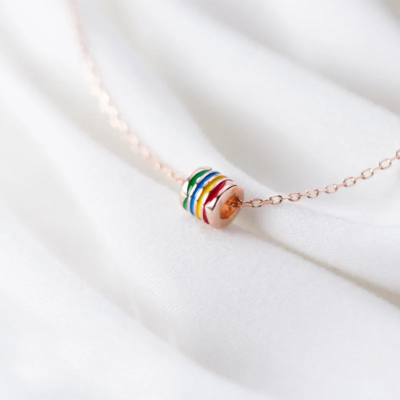 MloveAcc Colorful Tube Necklace 925 Silver Wedding Jewelry