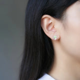 925 Silver Cat Pussy Stud Earrings Clear CZ Women Girls Silver Earrings