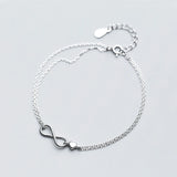 MloveAcc 925 Silver Infinity Chain Link Adjustable Bracelet
