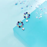 MloveAcc Flower Star Earrings 925 Silver CZ Stud Jewelry