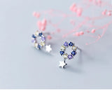 MloveAcc Flower Star Earrings 925 Silver CZ Stud Jewelry