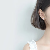 MloveAcc Flower Star Earrings 925 Silver CZ Stud Jewelry