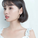 MloveAcc Flower Star Earrings 925 Silver CZ Stud Jewelry