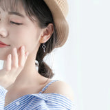 MloveAcc 925 Silver Geometric Square Charm Earrings Crystal Drop Earrings