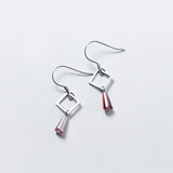 MloveAcc 925 Silver Geometric Square Charm Earrings Crystal Drop Earrings