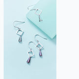 MloveAcc 925 Silver Geometric Square Charm Earrings Crystal Drop Earrings