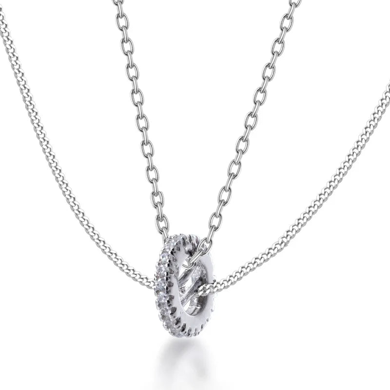 MloveAcc 925 Silver Pendant Necklace Double Layer Choker