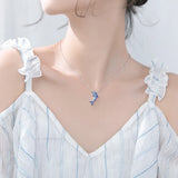 MloveAcc 925 Silver Dolphin CZ Pendant Necklace Women Jewelry