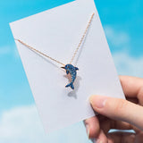 MloveAcc 925 Silver Dolphin CZ Pendant Necklace Women Jewelry