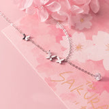 MloveAcc Dancing Butterfly Tassel Zirconia 925 Silver Choker Necklace