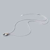 MloveAcc 925 Silver Leaf Pearl Necklace Bohemian Style