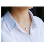MloveAcc 925 Silver Leaf Pearl Necklace Bohemian Style