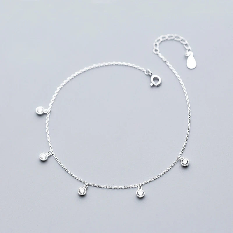 MloveAcc 925 Silver Minimalism Chain Bracelet Anklet