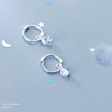 MloveAcc 925 Silver CZ Hoop Earrings Crystal Jewelry