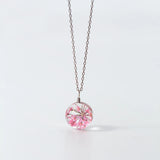 MloveAcc Cherry Blossoms Real Flower Glass 925 Sterling Silver Pendant Necklace