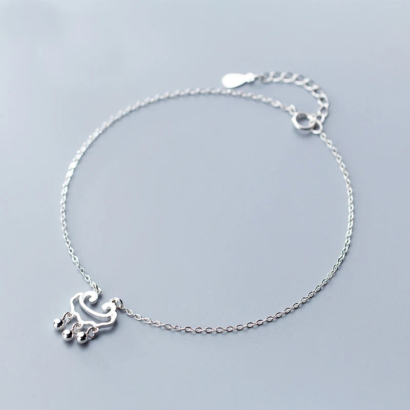 925 Silver Longevity Lock Anklet Bracelet for Women