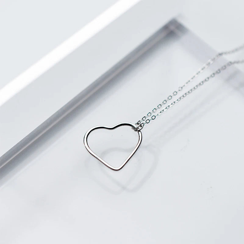 925 Silver Heart Pendant Necklace for Women Choker