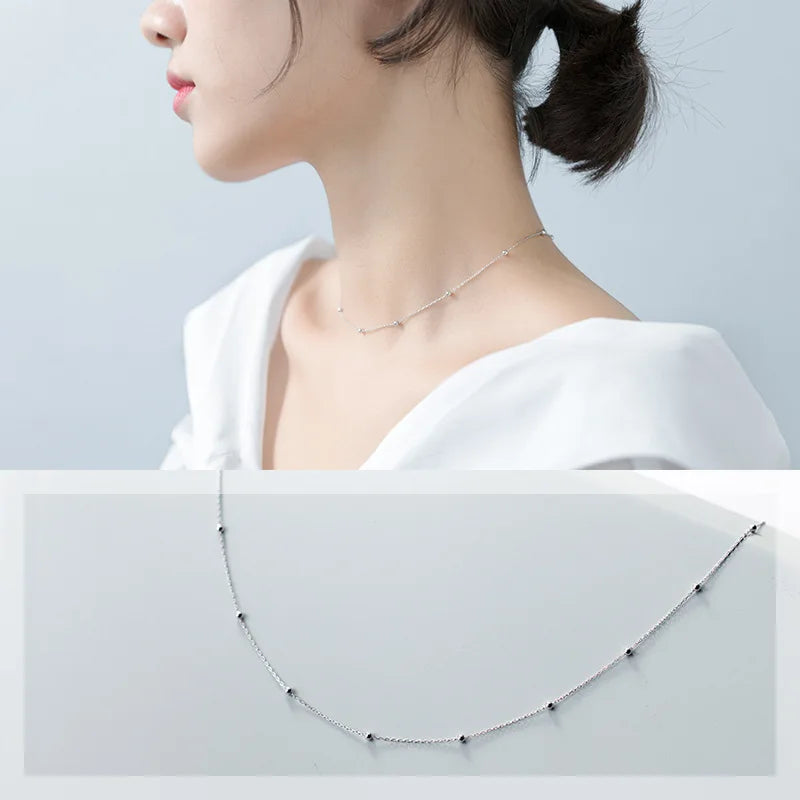 MloveAcc 925 Sterling Silver Beads Necklace Chain