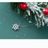 MloveAcc Clear Zircon Snowflake 925 Silver Necklace for Women Girl