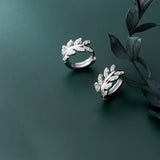 MloveAcc Classic Leaves Hoop Earrings 925 Silver Jewelry