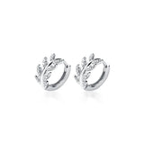 MloveAcc Classic Leaves Hoop Earrings 925 Silver Jewelry