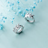 MloveAcc Classic Leaves Hoop Earrings 925 Silver Jewelry