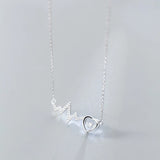 Heartbeat Wave CZ 925 Silver Necklace for Women Christmas Gift