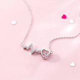 Heartbeat Wave CZ 925 Silver Necklace for Women Christmas Gift