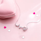 Heartbeat Wave CZ 925 Silver Necklace for Women Christmas Gift
