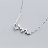 Heartbeat Wave CZ 925 Silver Necklace for Women Christmas Gift