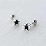 MloveAcc Star 925 Sterling Silver Screw Stud Earrings for Women Girls
