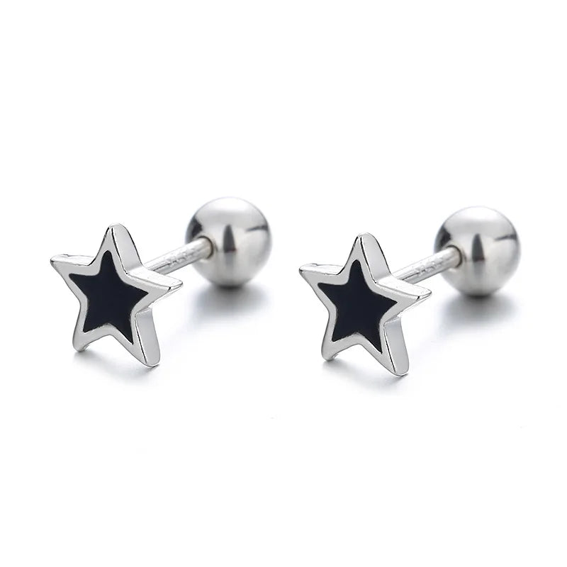 MloveAcc Star 925 Sterling Silver Screw Stud Earrings for Women Girls