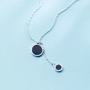MloveAcc 925 Silver Round Disc Pendant Necklace Thin Chain Choker