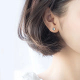 Real 925 Sterling Silver Grey Moonstone Stud Earrings