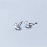 Real 925 Sterling Silver Grey Moonstone Stud Earrings