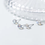 Real 925 Sterling Silver Grey Moonstone Stud Earrings