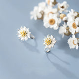 MloveAcc 925 Silver Daisy Flower Clip Earrings On Ear for Women