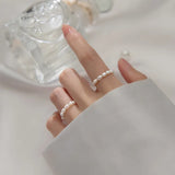 MloveAcc 2-3mm Mini Pearl Couple Rings 925 Sterling Silver Jewelry Gift