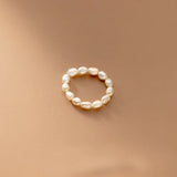 MloveAcc 2-3mm Mini Pearl Couple Rings 925 Sterling Silver Jewelry Gift