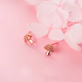 MloveAcc 925 Silver Stud Earrings Women CZ Mushroom Small Earing