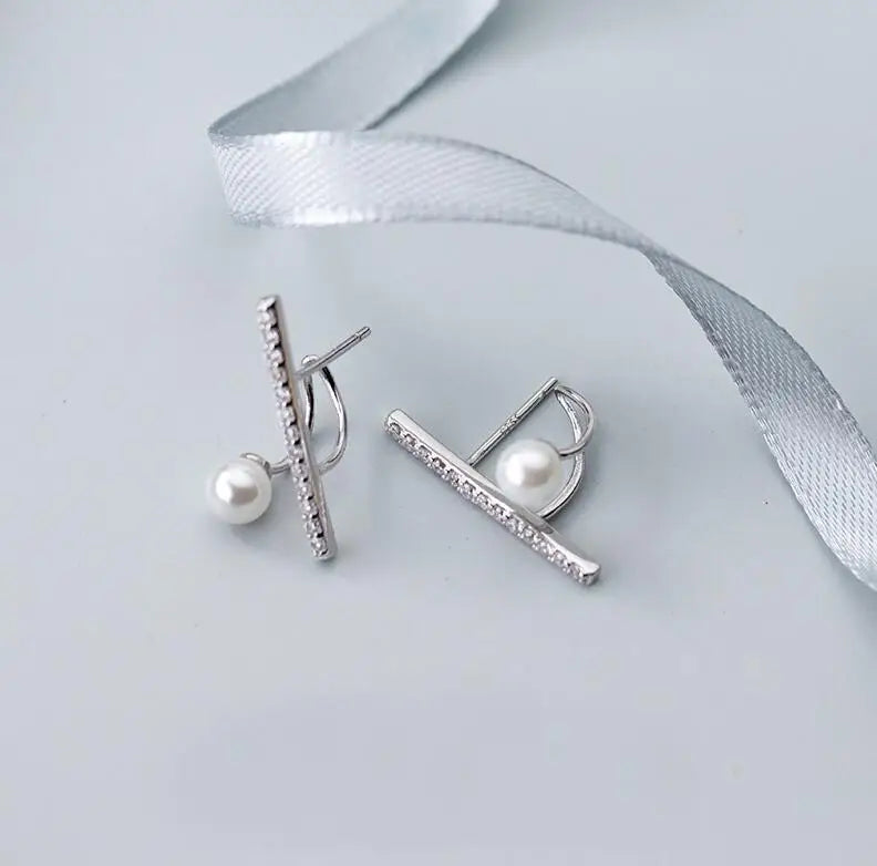 MloveAcc 925 Silver Clear CZ Stud Earrings Women Fine Jewelry