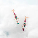 925 Silver Rotating Spiral Christmas Tree Star Drop Earrings for Women