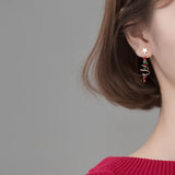 925 Silver Rotating Spiral Christmas Tree Star Drop Earrings for Women