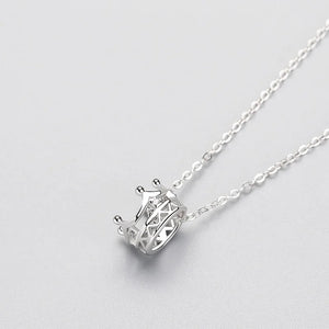 MloveAcc 925 Silver Zircon Crown Pendant Necklace for Women