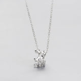 MloveAcc 925 Silver Zircon Crown Pendant Necklace for Women