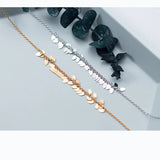 MloveAcc 925 Silver Bohemian Leaf Anklet Chain Bracelet